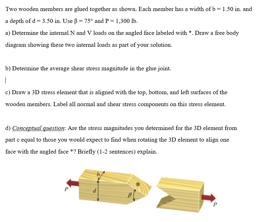 Solved Two wooden members are glued together as shown. Each