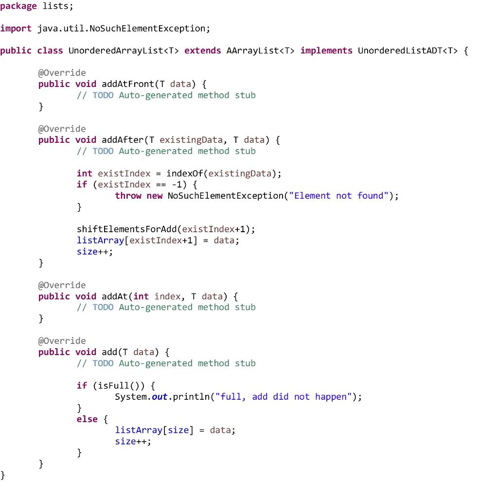 Solved Chapter 4 - Complete the Implementation of the Array | Chegg.com