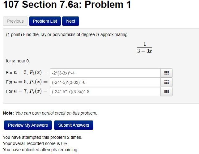 Solved 107 Section 7.6a: Problem 1 Previous Problem List | Chegg.com