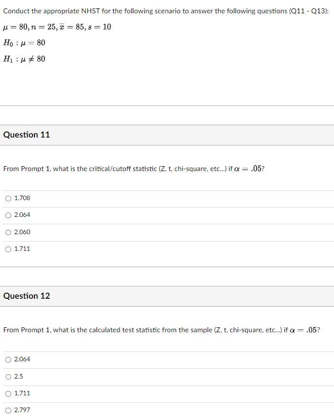 Solved Conduct the appropriate NHST for the following | Chegg.com