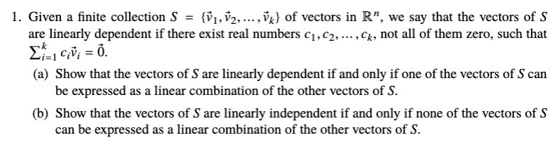 Solved 1. Given a finite collection S 1 V2 k of