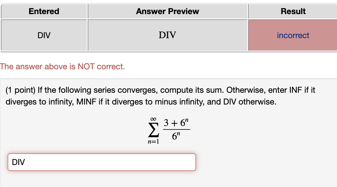 Solved Entered Answer Preview Result DIV DIV incorrect The | Chegg.com