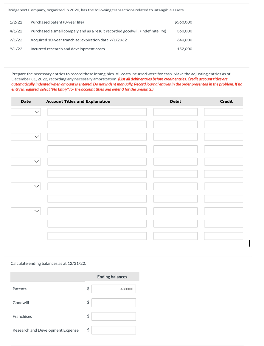 Solved Bridgeport Company, organized in 2020 , has the