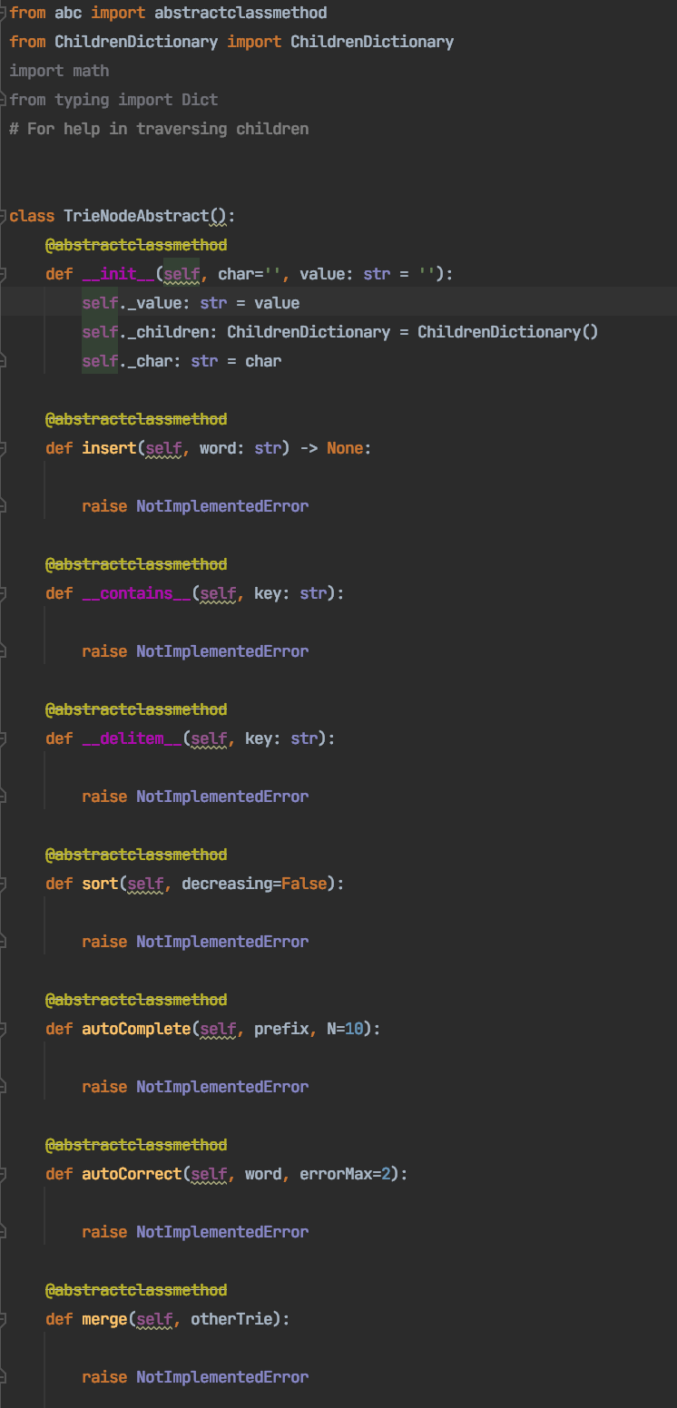Solved class TrieTree(TrieNodeAbstract): def | Chegg.com