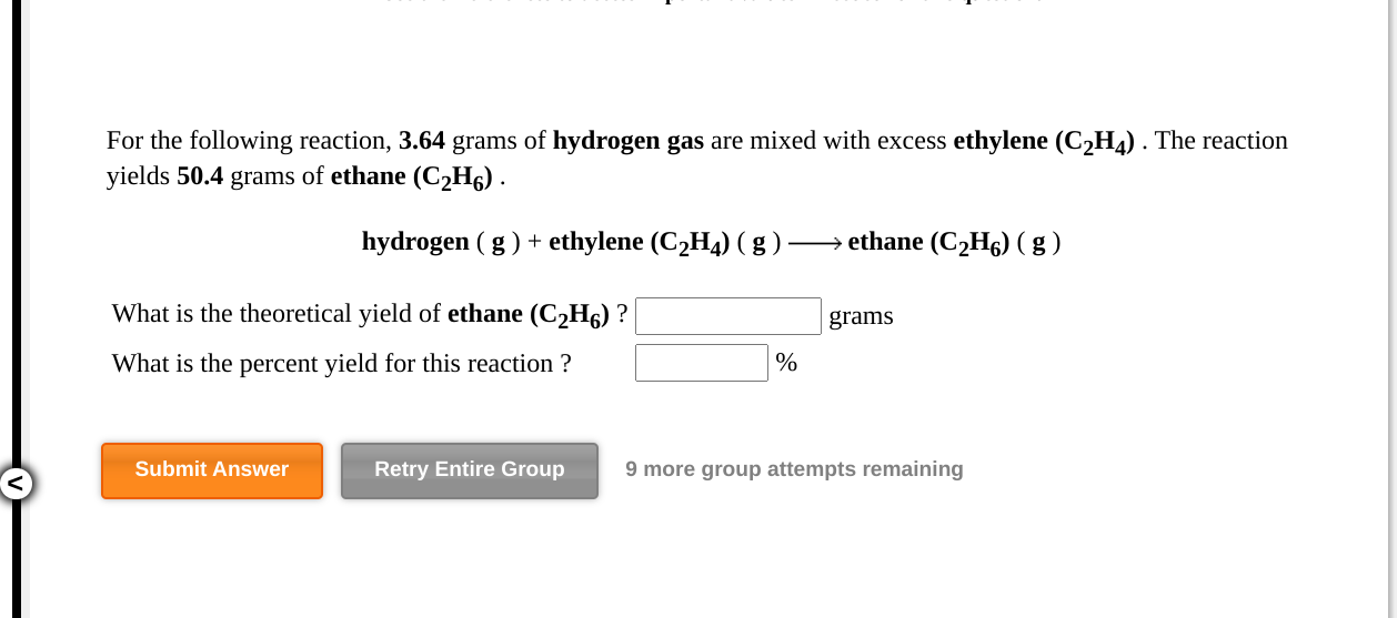 Solved For the following reaction 3.64 grams of hydrogen Chegg