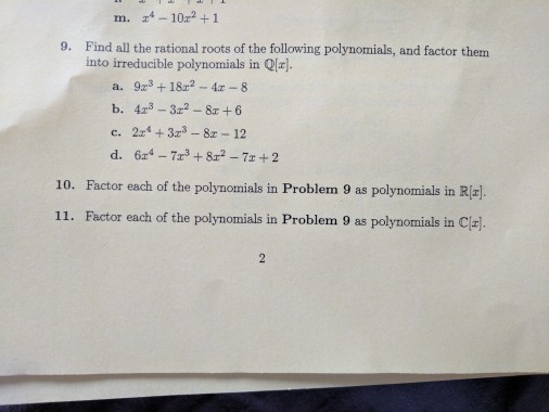 Solved Find all the rational roots of the following | Chegg.com