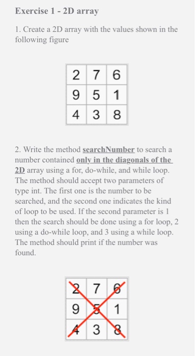 Solved Exercise 1 2D array 1. Create a 2D array with the | Chegg.com