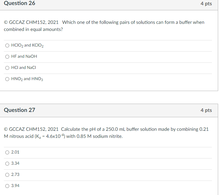 Solved Question 26 4 pts © GCCAZ CHM152, 2021 Which one of | Chegg.com