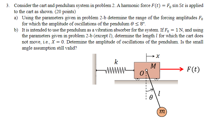 3. Consider the cart and pendulum system in problem | Chegg.com