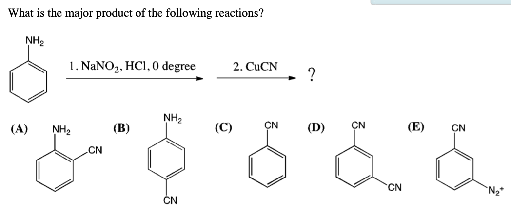 Solved What Is The Major Product Of The Following Reactions? 