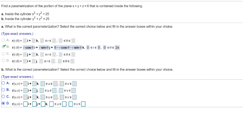 Solved Find a parametrization of the portion of the plane x | Chegg.com