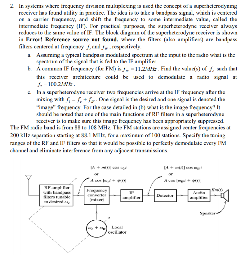 Solved 2. In Systems Where Frequency Division Multiplexing | Chegg.com