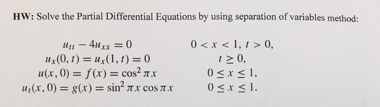 Solved HW: Solve the Partial Differential Equations by using | Chegg.com