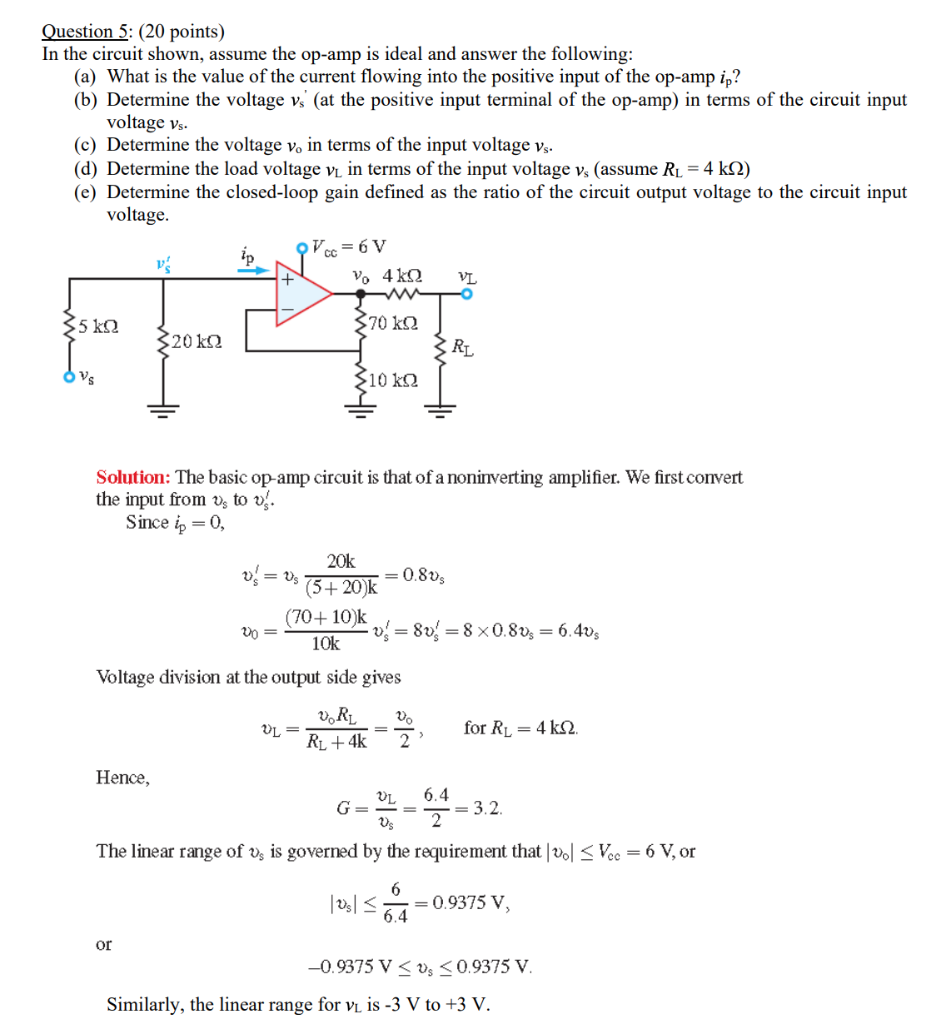 Solved Question 5: (20 points) In the circuit shown, assume | Chegg.com