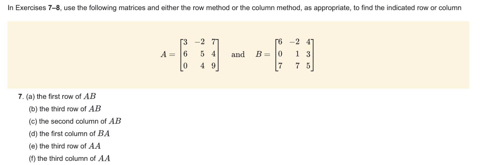 Solved In Exercises 7–8, use the following matrices and | Chegg.com