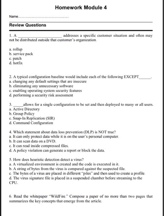 Solved Homework Module 4 Name Review Questions addresses a | Chegg.com