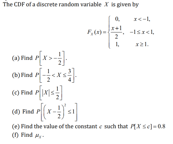 Solved The CDF of a discrete random variable X is given by | Chegg.com