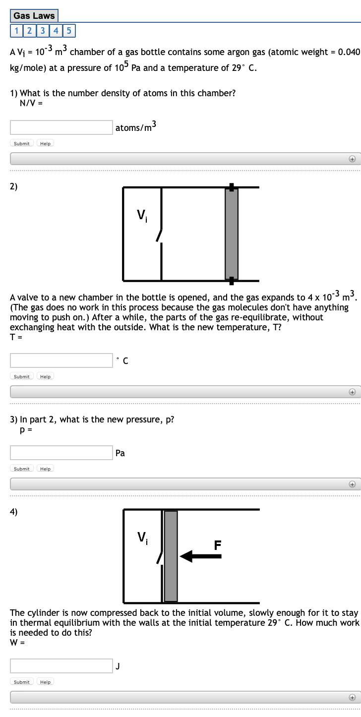 Solved Gas Laws 1 2 3 4 5 A Vi 10 3 M3 Chamber Of A Gas Chegg Com