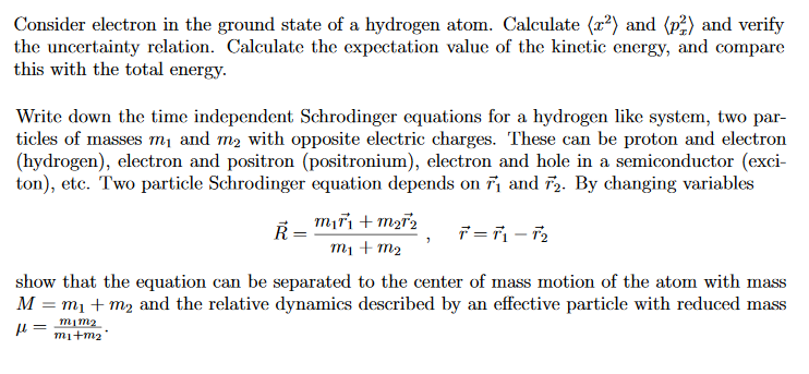 Solved Consider electron in the ground state of a hydrogen | Chegg.com