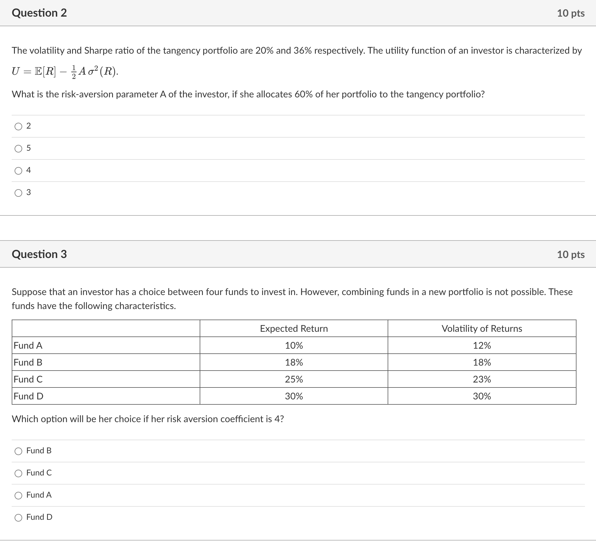 Solved The volatility and Sharpe ratio of the tangency | Chegg.com