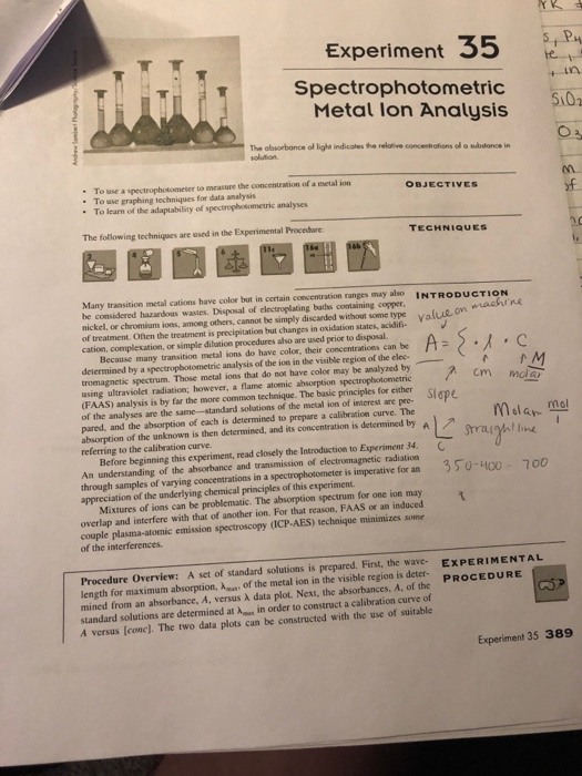 spectrophotometic lab! Please answer the blanks
