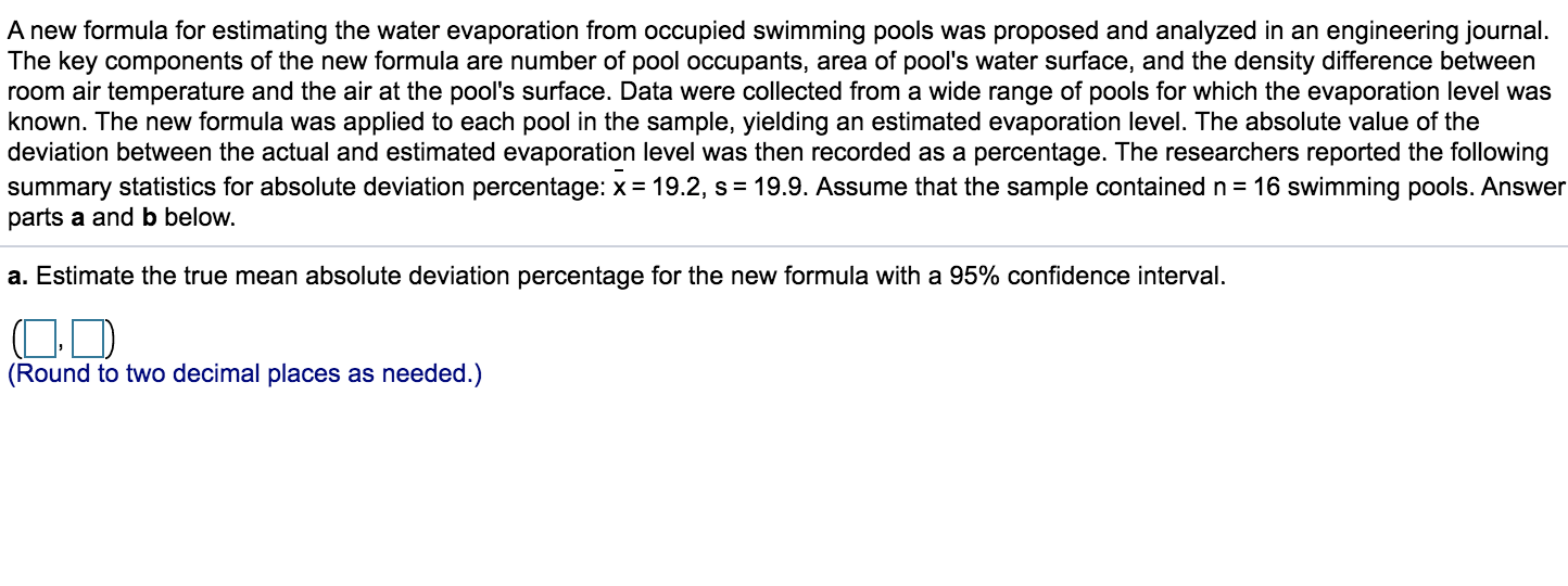 Solved A new formula for estimating the water evaporation | Chegg.com
