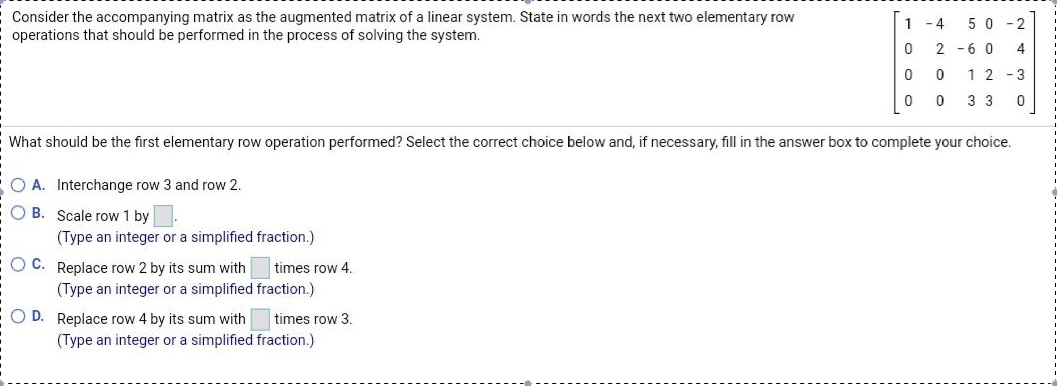Solved Consider the accompanying matrix as the augmented | Chegg.com