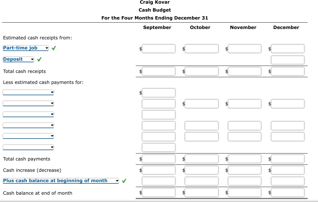 cash on December 31 to pay the spring semester | Chegg.com