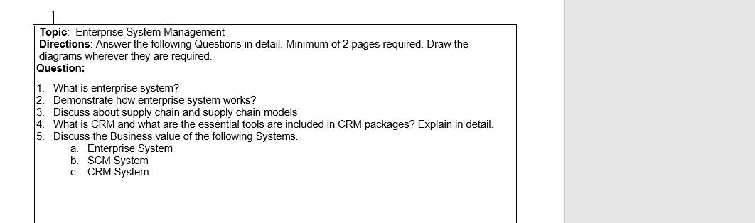 Solved Topic: Enterprise System Management Directions: | Chegg.com