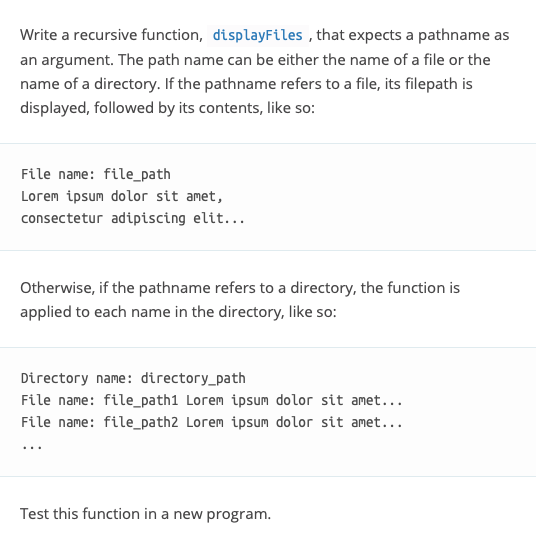 (Solved) : Write Recursive Function Displayfiles Expects Pathname ...