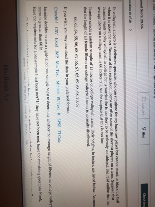 Solved ment Score 29.5 Hint Check Ans In volleyball, a