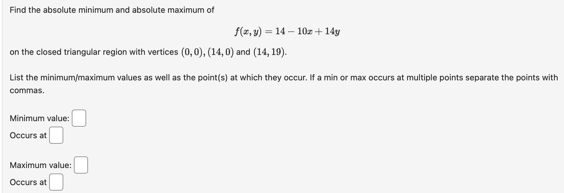 Solved Find the absolute minimum and absolute maximum of | Chegg.com