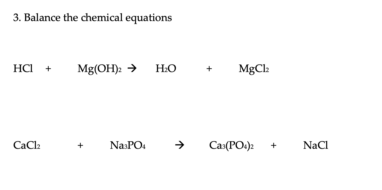 Solved 3 Balance The Chemical Equations 5007