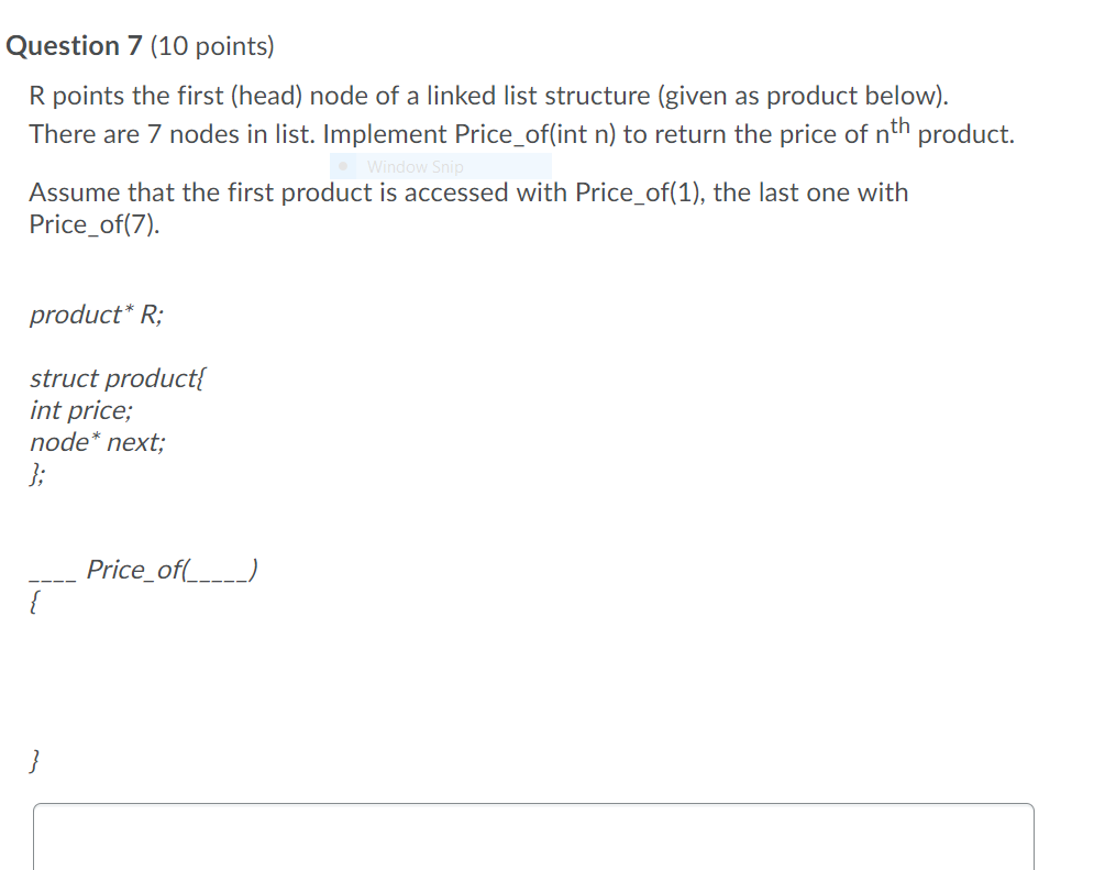 Solved Question 7 (10 points) R points the first (head) node | Chegg.com