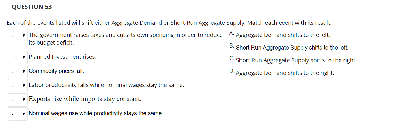 Solved QUESTION 53 Each of the events listed will shift | Chegg.com
