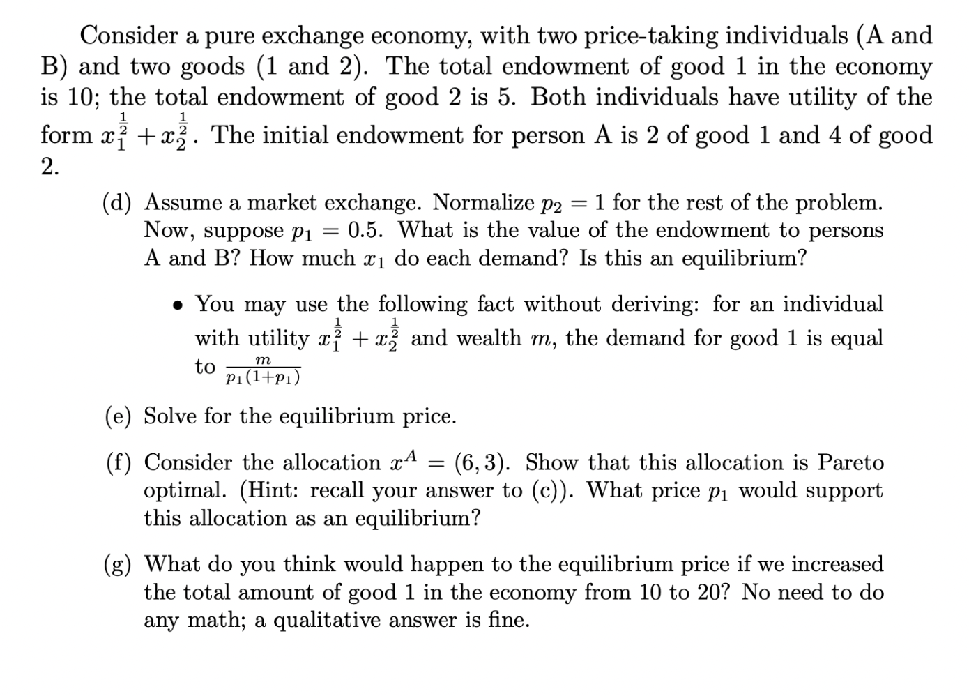 Solved A - > Consider A Pure Exchange Economy, With Two | Chegg.com