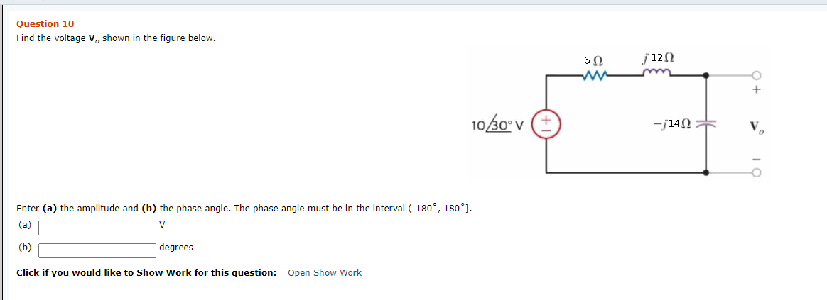 Solved Question 10 Find the voltage V, shown in the figure | Chegg.com