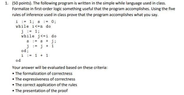 1. (50 points). The following program is written in | Chegg.com