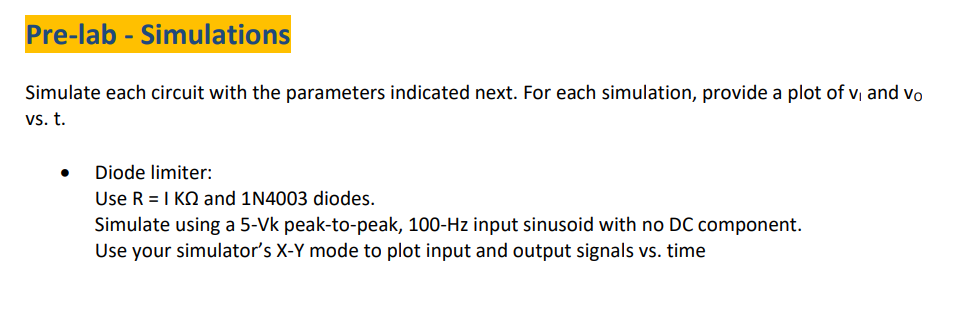 Solved Pre-lab - Simulations Simulate Each Circuit With The | Chegg.com