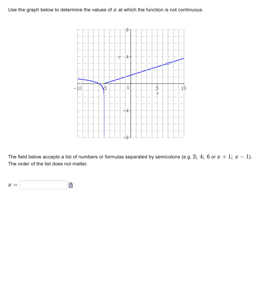 Solved Use the graph below to determine the values of x at | Chegg.com