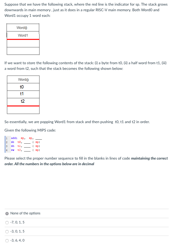Solved Question 6 1 pts Suppose that we store -12(base 10) | Chegg.com