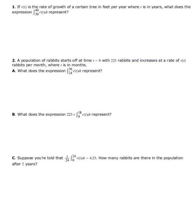 Solved 1. If r) is the rate of growth of a certain tree in | Chegg.com