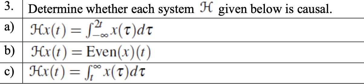 Solved Determine whether each system H ﻿given below is | Chegg.com