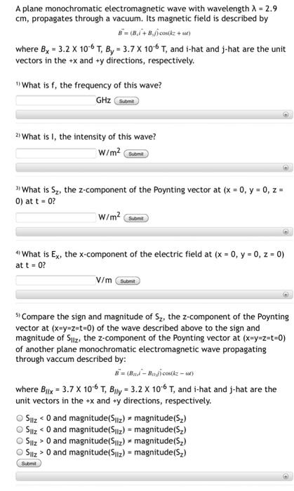 Solved A Plane Monochromatic Electromagnetic Wave With 5399