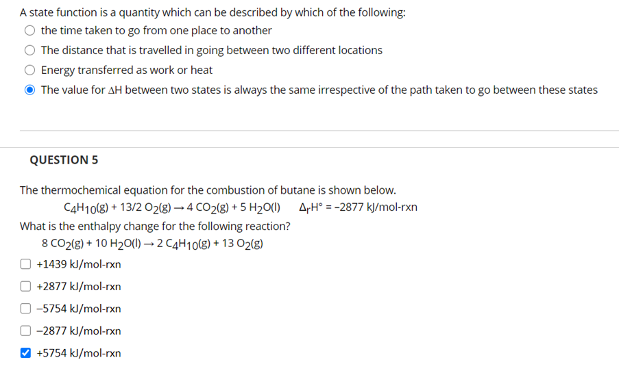 Solved A state function is a quantity which can be described | Chegg.com