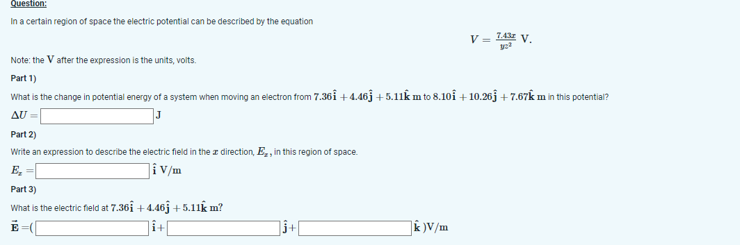 Solved In A Certain Region Of Space The Electric Potential | Chegg.com