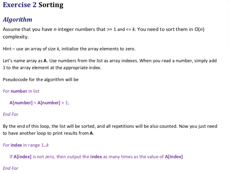 Solved Exercise 2 Sorting Algorithm Assume that you have n | Chegg.com