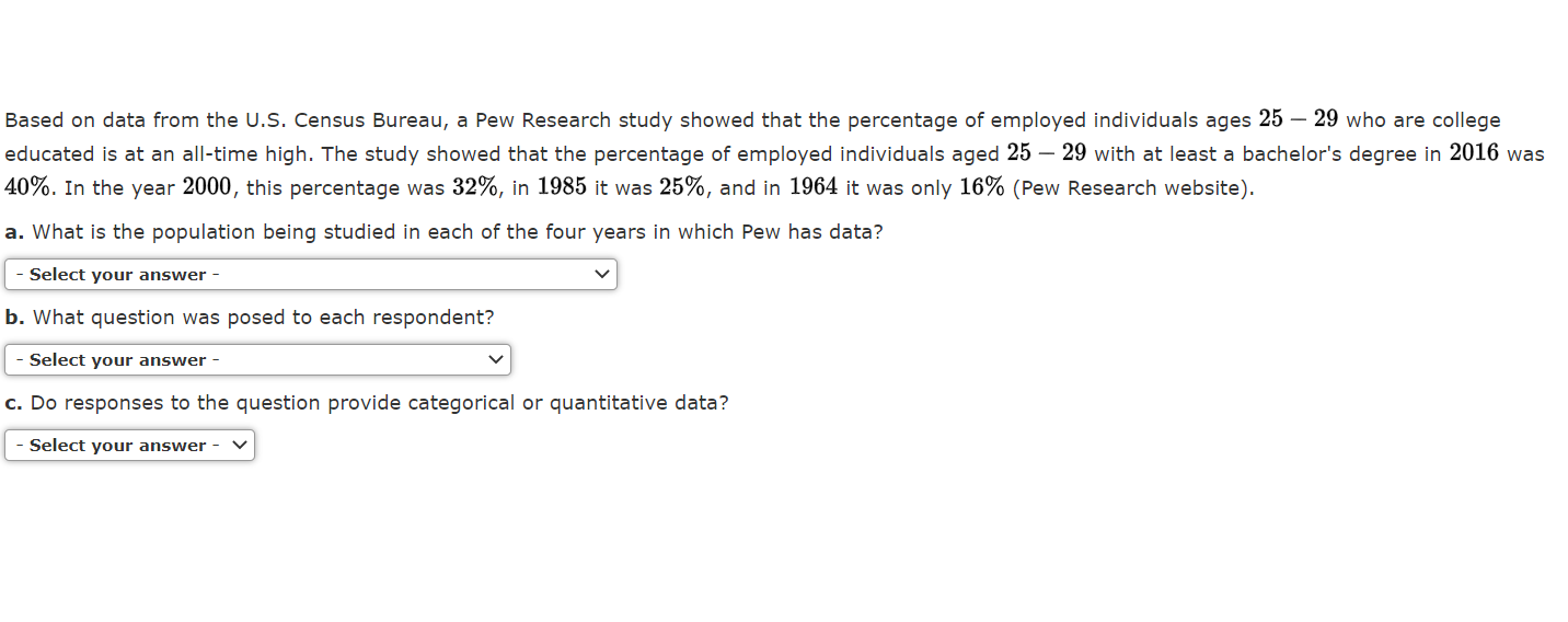 Solved Based On Data From The U.S. Census Bureau, A Pew | Chegg.com