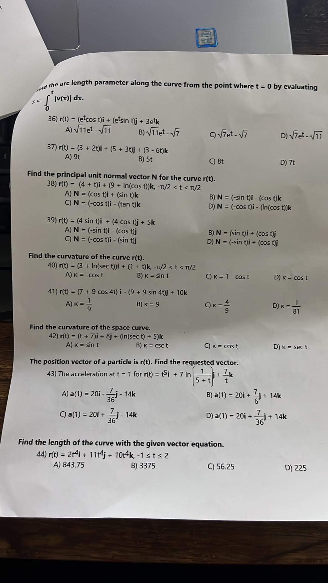 Solved the arc length parameter along the curve from the | Chegg.com