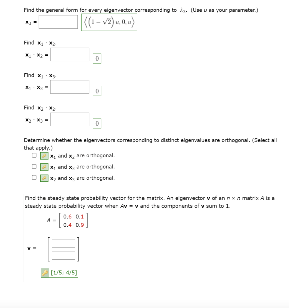 Solved Find the general form for every eigenvector | Chegg.com